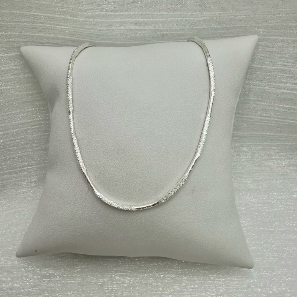925 Textured Snake Chain Anklet - Picture 2 of 3